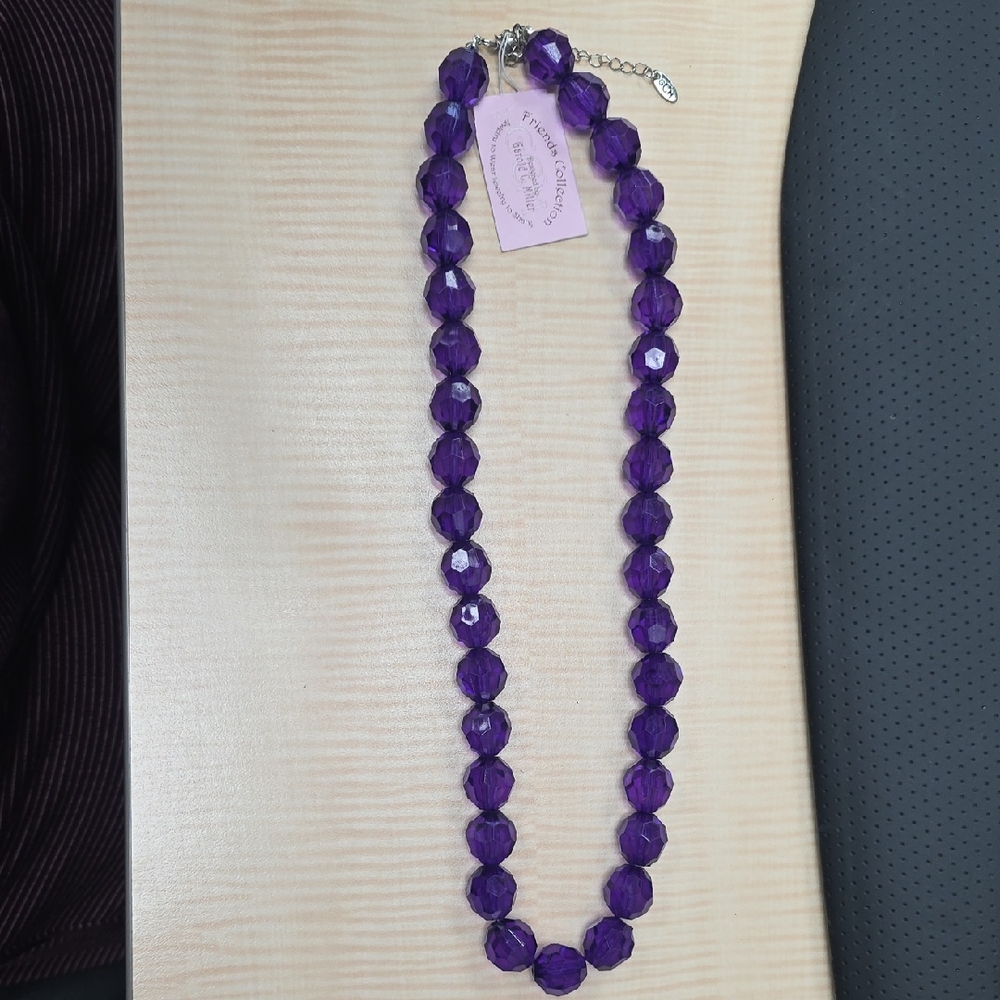 Five Beaded Necklaces Purple, Gray, Blue, Green And Red